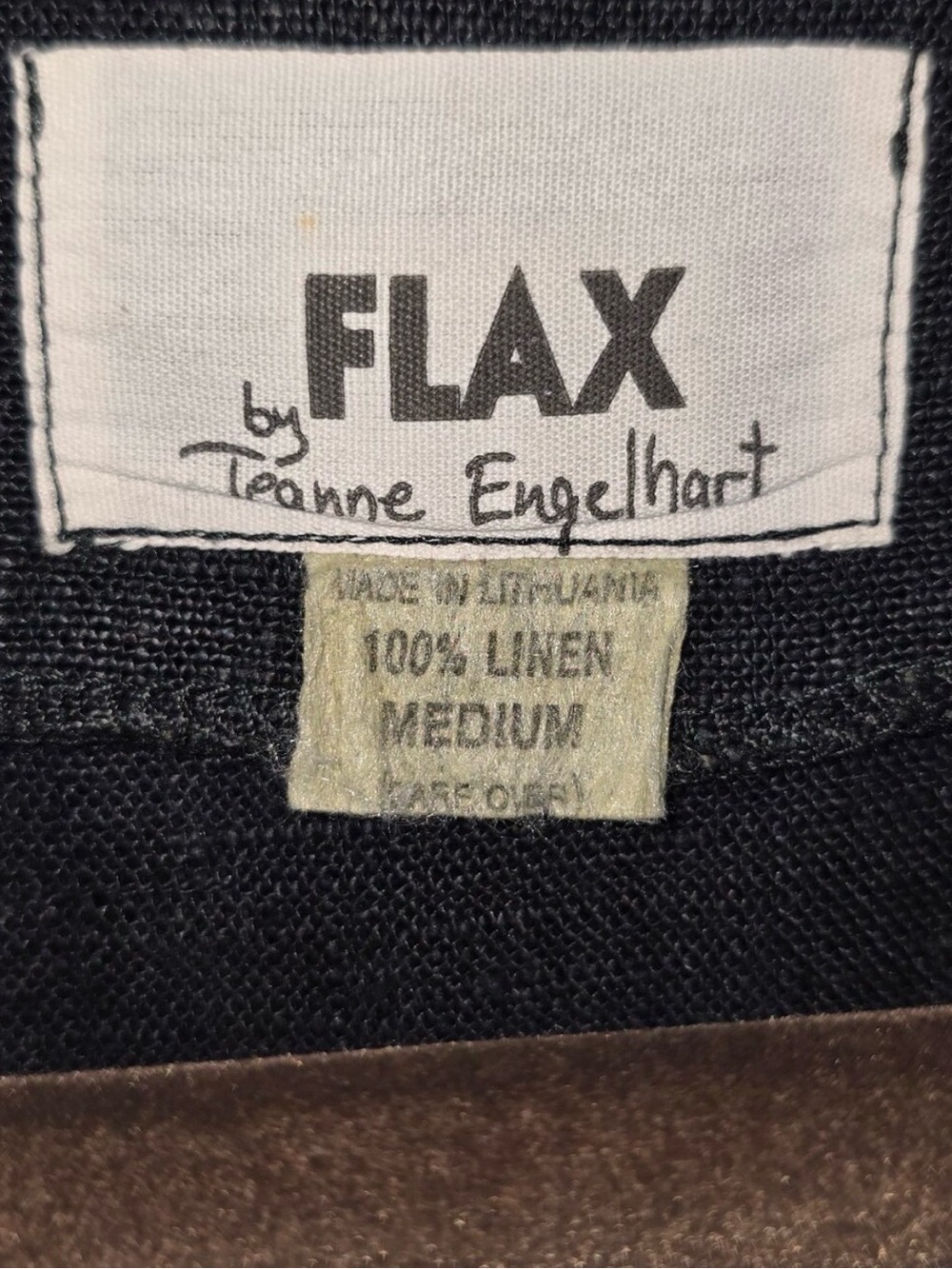 Vintage FLAX Jeanne Engelhart 100% Linen Grey Maxi Dress Button Front Pockets M - Picture 12 of 16